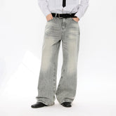 KREATE Whisker Washed Straight-Leg Jeans