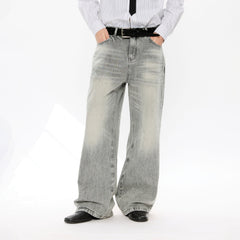 KREATE Whisker Washed Straight-Leg Jeans