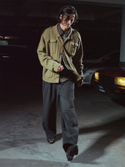 RICHILL Epaulet Multi-Pocket Cable Knit Jacket