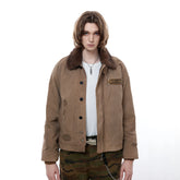 FACEONLAB Reversible Fleece Collar Deck Jacket Khaki