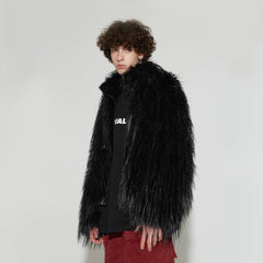 VANN VALRENCE Shaggy Layer Faux Fur Jacket
