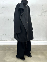 RELABEL Layered Placket Wool Blend Coat