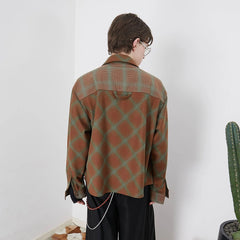 ASSEEN Symmetrical Star Patch Diamond Check Shirt