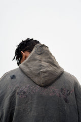ULIPERY Dirty Fit Distressed Crinkled Hoodie Black