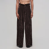ILNya Nieternite Nifutur Velvet High-Waisted Pleated Wide-Leg Pants