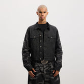 DND4DES Studded Sleeve Cropped Denim Jacket