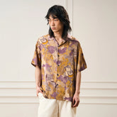 EPIC POETRY Botanic Geometry Satin Cuban Half Shirt