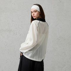 ORGANIC EMOTION Retro Sheer Striped Knit Raglan Jersey