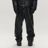SAVAGEGROWTHWORLD Faux Leather Panel Rivet Pants