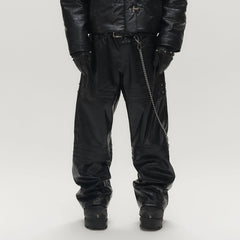 SAVAGEGROWTHWORLD Faux Leather Panel Rivet Pants