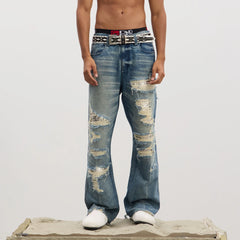 DND4DES Ripped Studded Flared Jeans