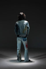NOTHINGNESS WORLD Washed Multi-Print Denim Jacket