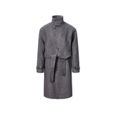 CATSSTAC Asymmetrical Stand-Collar Wool-Blend Belted Coat