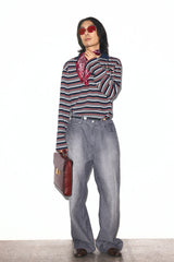 TRECLUB Embroidered Crest Contrast Striped Polo
