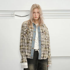 KREATE Denim Spliced Macarons Jacket