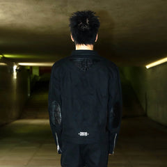 PHANTOMHUNTER Modern Canvas Paneled Biker Jacket