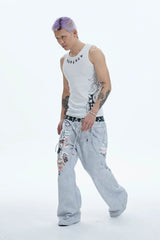 DND4DES Doll Charm Graphic Double-Waist Sweatpants