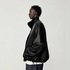 OPICLOTH Satin Batwing Drawstring Oversized Jacket