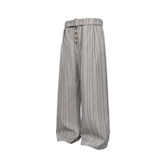 CATSSTAC Button-Closure Striped Double-Pleat Trousers