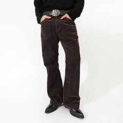 IN EXISTENCE Star Embroidered Herringbone Flocked Flare Jeans