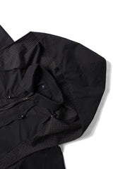 RELABEL Detachable Hood Beaded Ruched Shirt Black
