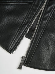 FLYERRER Structured Panel Faux Leather Biker Jacket