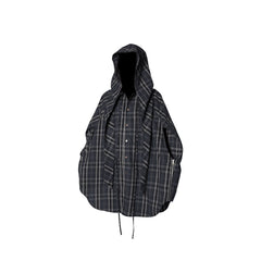 RELABEL Detachable Hood Multi-Zip Plaid Oversized Shirt