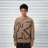VINKID Pigeon Graphic Waffle Sweatshirt