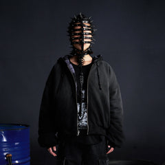 RECOVER ZONE Reversible Check & Solid Hoodie Jacket
