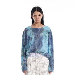 VANN VALRENCE Distressed Gradient Tie-Dye Long-Sleeve Tee