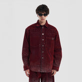 VANN VALRENCE Diamond-Studded Velvet Shirt Jacket