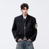 FACEONLAB Arm-Patched Bomber Jacket Navy