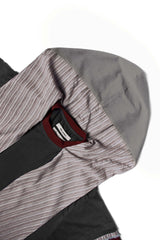 RELABEL Triple-Layer Detachable Striped Hood Long-Sleeve Tee Red