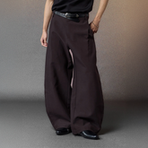 ALVNG AR ANTS Asymmetric Pleated Wool-Blend Wide-Leg Trousers