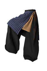 RELABEL Layered Striped Apron Wide-Leg Pants