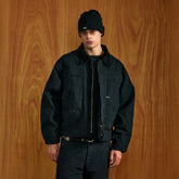 PMW Washed Distressed Corduroy-Collar Jacket