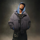 TRECLUB Washed Faux Fur Lined Bomber Jacket