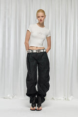 DND4DES×Faychui Spiral Patch Ruched Spliced Curved Jeans