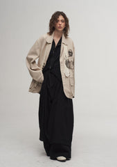 ILNya Nieternite Nifutur Ink Portrait Cotton-Linen Jacket