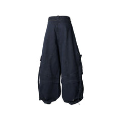 RELABEL Multi-Pocket Detachable Scarf Distressed Cargo Dark Blue