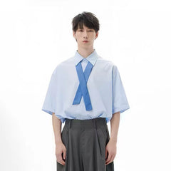 TUIMU Cross Tie Detachable Sleeve Shirt