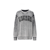 VANN VALRENCE Washed Distressed LOGO Sweater
