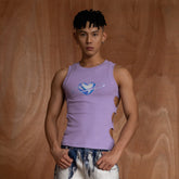 CLP Metallic Heart Slim Hollowed Tank Top Purple