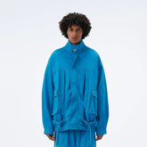 VANN VALRENCE Utility Pockets Denim Drawstring Oversized Jacket