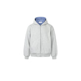 OKAYTHXBYE Houndstooth-Lined Zip-Up Hooded Jacket
