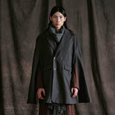 ILNya Nieternite Nifutur Mini Houndstooth Peak Lapel Slit Cape Coat