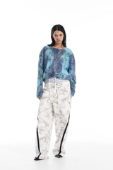 VANN VALRENCE Distressed Gradient Tie-Dye Long-Sleeve Tee