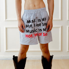 KADAKADA Stripe Slogan Graphic Lounge Shorts