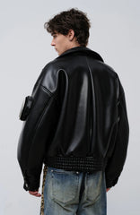 FACEONLAB Arm-Patched Bomber Oversized Jacket