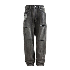 ME DA IGUAL Ripped Distressed Washed Straight-Leg Jeans